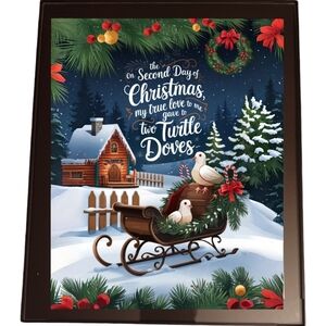 On the Second Day of Christmas In A Glass Front Frame 8x10 Picture AI wall